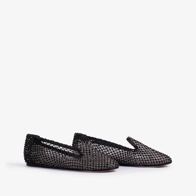 Le Silla Slipper gioiello rete nera e Cristalli neri Shopping online