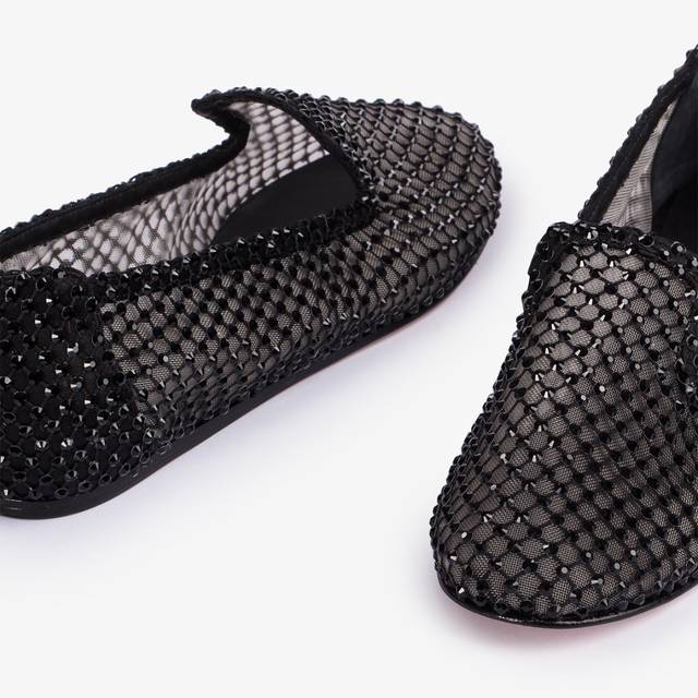 Le Silla Slipper gioiello rete nera e Cristalli neri Shopping online