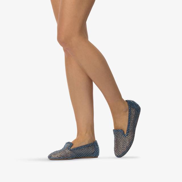 Le Silla Slipper gioiello rete blu denim e Cristalli Offerta esclusiva
