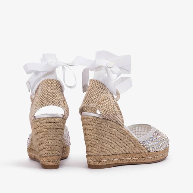 Le Silla Campesina gioiello con zeppa rete bianca carta con Cristalli Offerta Pasqua