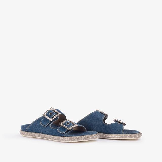 Le Silla Ciabatta denim blu con Cristalli Offerta San Valentino