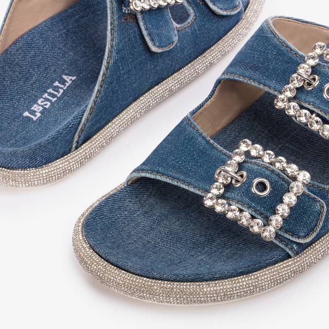 Le Silla Ciabatta denim blu con Cristalli Offerta San Valentino
