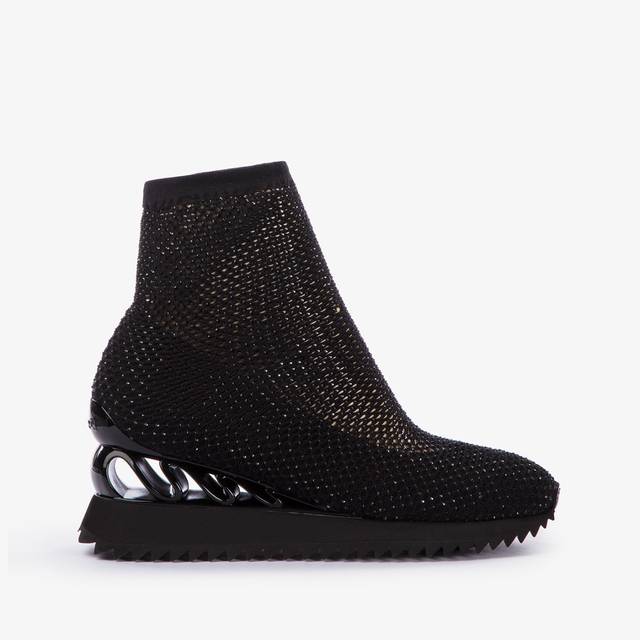 Le Silla Scarpa running rete e Cristalli nero jet Grandi sconti