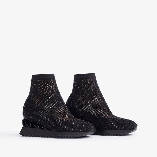 Le Silla Scarpa running rete e Cristalli nero jet Grandi sconti