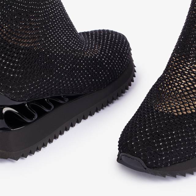 Le Silla Scarpa running rete e Cristalli nero jet Grandi sconti