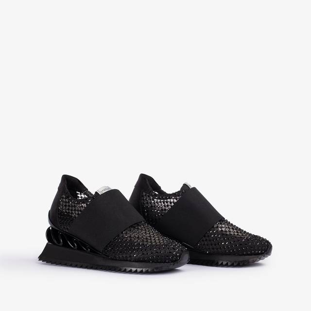 Le Silla Scarpa running raso, rete e Cristalli nero jet Bestseller