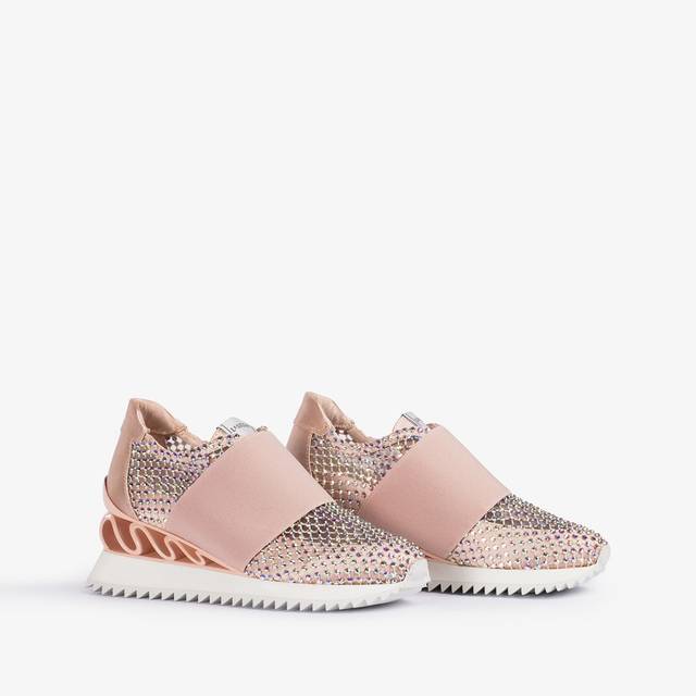 Le Silla Scarpa running raso, rete e Cristalli nude skin Offerte stagionali