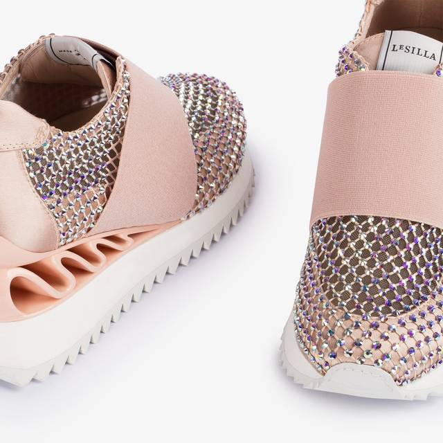 Le Silla Scarpa running raso, rete e Cristalli nude skin Offerte stagionali