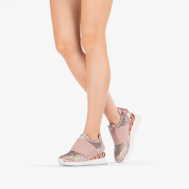 Le Silla Scarpa running raso, rete e Cristalli nude skin Offerte stagionali
