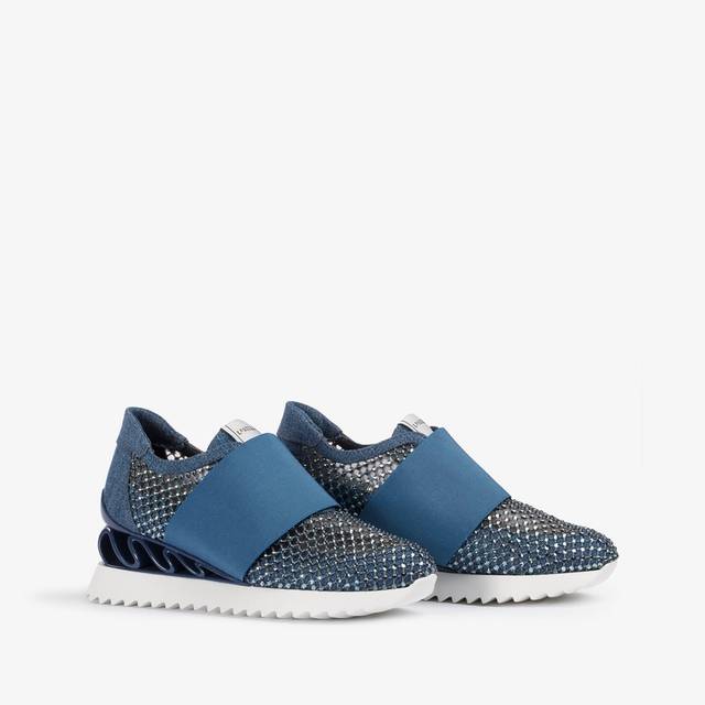 Le Silla Scarpa running denim, rete blu e Cristalli Sconti VIP