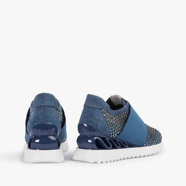 Le Silla Scarpa running denim, rete blu e Cristalli Sconti VIP