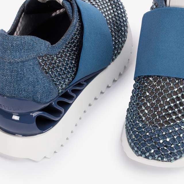 Le Silla Scarpa running denim, rete blu e Cristalli Sconti VIP