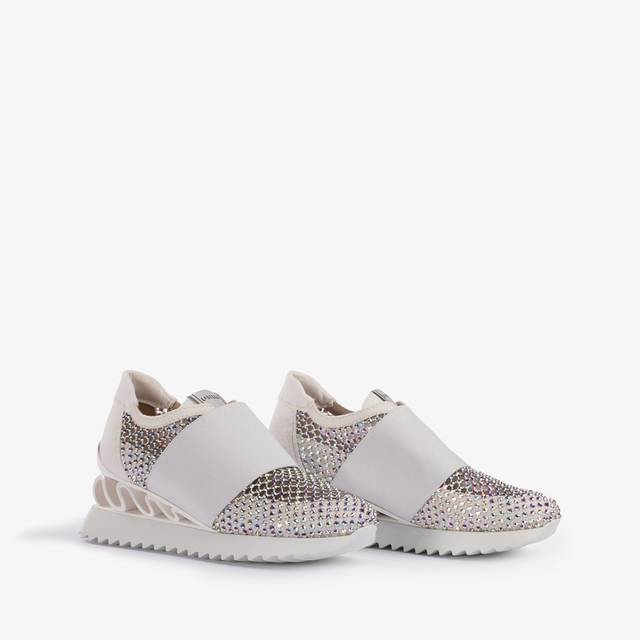 Le Silla Scarpa running denim, rete bianca carta e Cristalli Prezzo basso