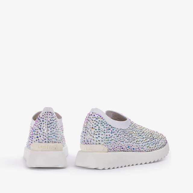 Le Silla Scarpa running tessuto stretch bianca carta e Cristalli ACQUISTA ORA