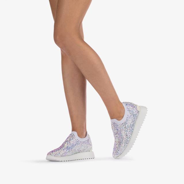 Le Silla Scarpa running tessuto stretch bianca carta e Cristalli ACQUISTA ORA