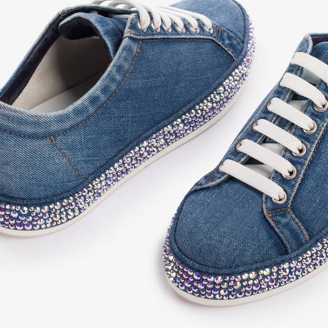 Le Silla Sneaker denim blu con Cristalli Latest stili