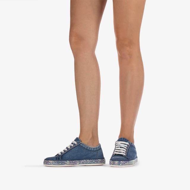 Le Silla Sneaker denim blu con Cristalli Latest stili