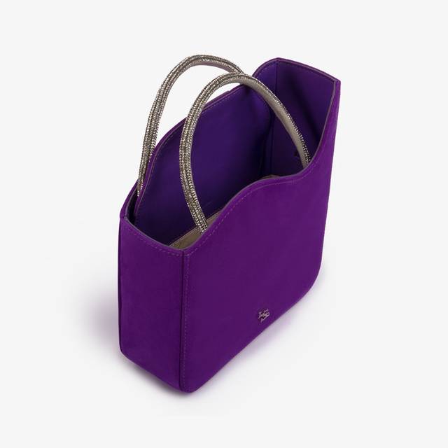 Le Silla Small bag camoscio viola queen e Cristalli Fino al 50% di sconto