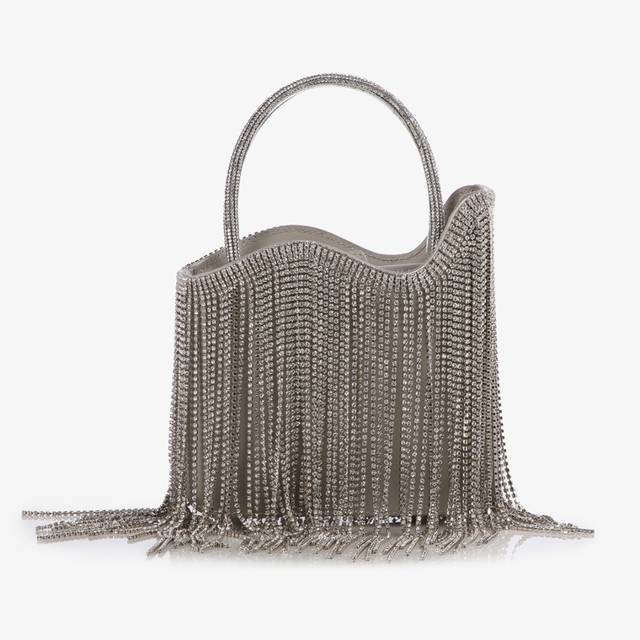 Le Silla Mini bag raso argento con frange argento Discount Store per i nuovi prodotti