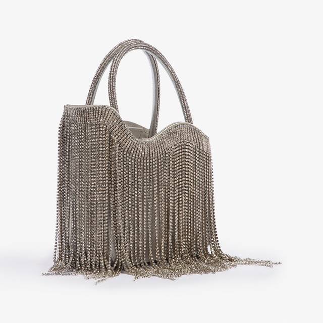 Le Silla Mini bag raso argento con frange argento Discount Store per i nuovi prodotti