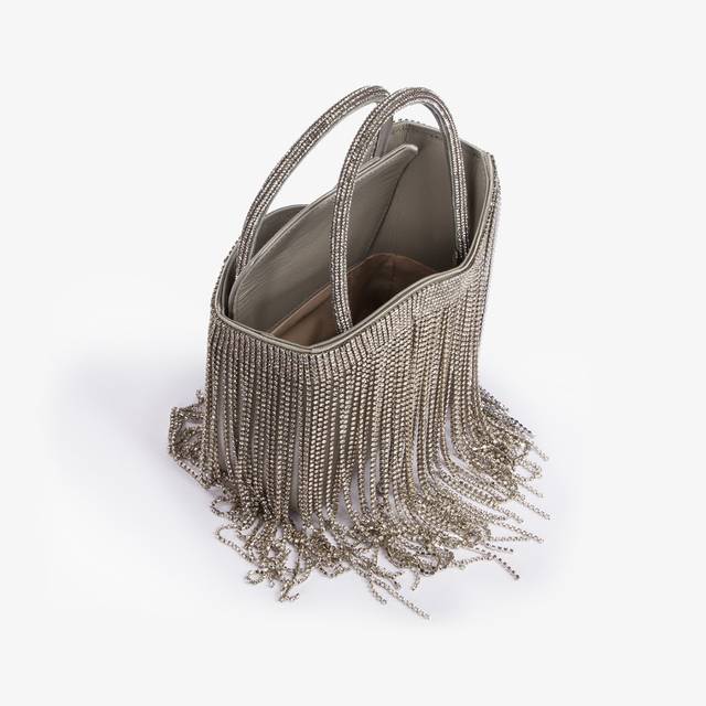 Le Silla Mini bag raso argento con frange argento Discount Store per i nuovi prodotti