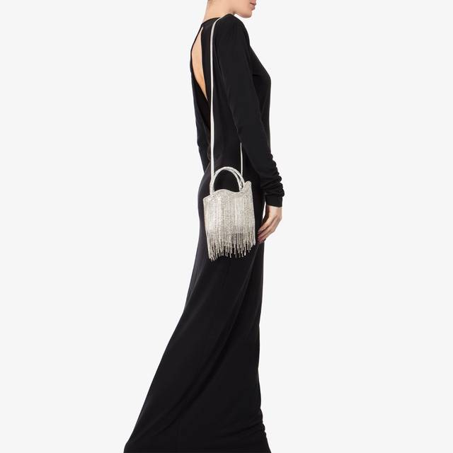 Le Silla Mini bag raso argento con frange argento Discount Store per i nuovi prodotti
