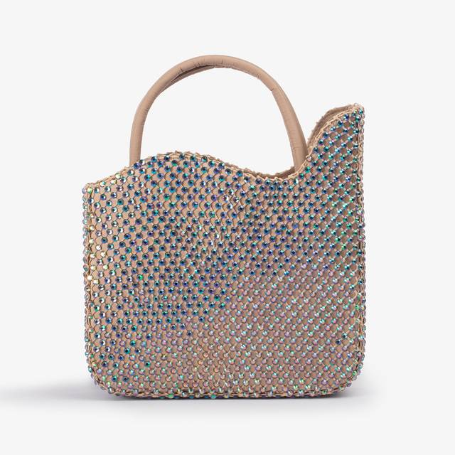 Le Silla Small bag raso oro con Cristalli iridescenti Solo un giorno rimasto