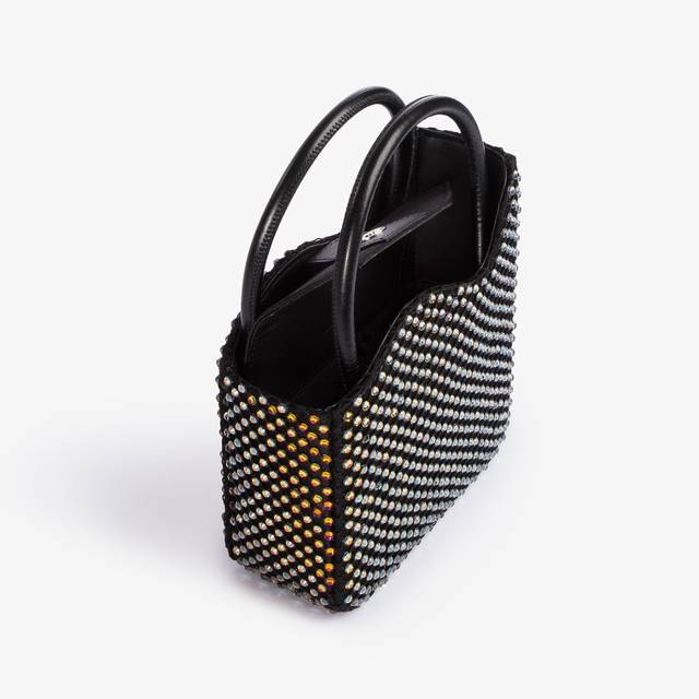 Le Silla Mini bag raso nero e Cristalli iridescenti Super sconto
