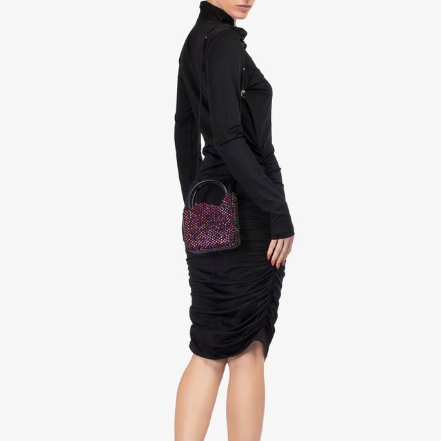Le Silla Mini bag raso nero e Cristalli iridescenti Super sconto