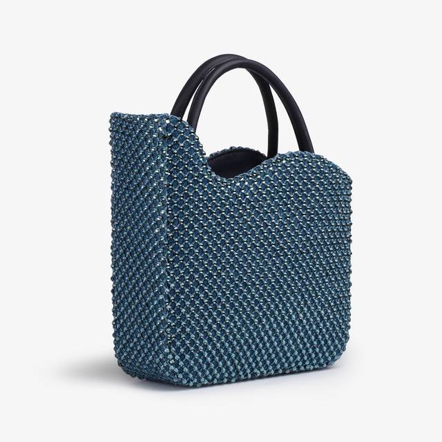 Le Silla Small bag raso blu denim con Cristalli Enormi sconti