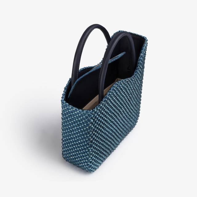 Le Silla Small bag raso blu denim con Cristalli Enormi sconti