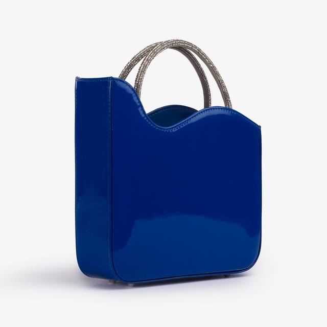 Le Silla Small bag vernice blu persia con Cristalli 50% di sconto con spedizione gratuita
