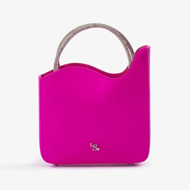 Le Silla Small bag raso fucsia bouganville e Cristalli Officina