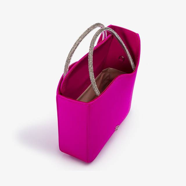 Le Silla Small bag raso fucsia bouganville e Cristalli Officina