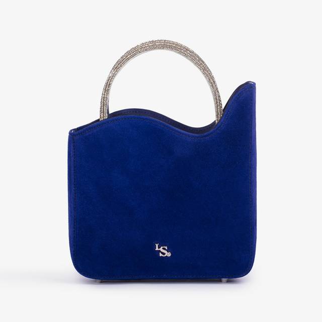 Le Silla Small bag camoscio blu lazuli e Cristalli Esporta salva