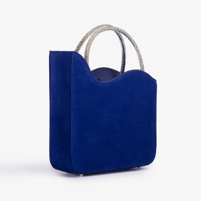 Le Silla Small bag camoscio blu lazuli e Cristalli Esporta salva