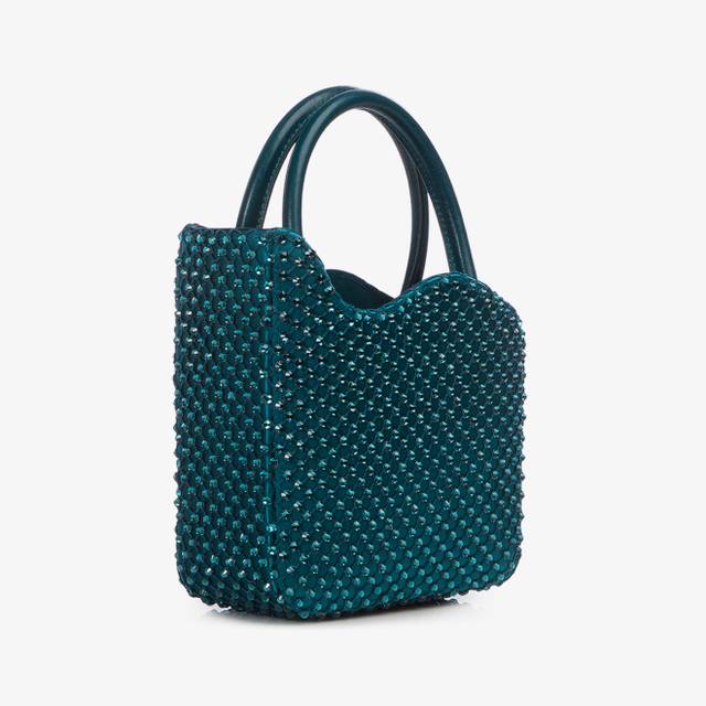 Le Silla Mini bag raso e Cristalli verde rasputin Black Friday Prezzi