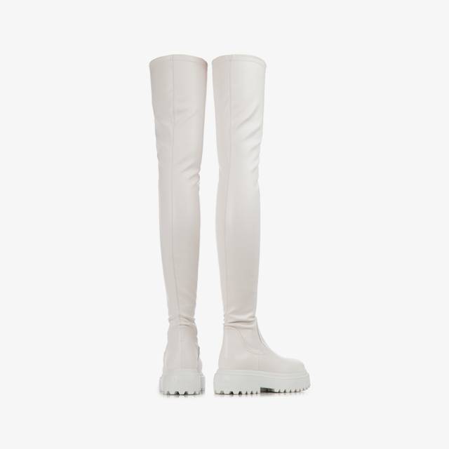Le Silla Stivale sopra il ginocchio pelle vegan stretch bianco In Linea
