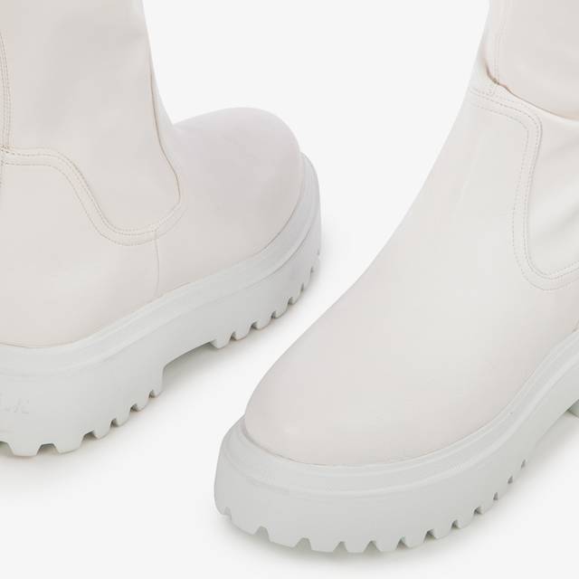 Le Silla Stivale sopra il ginocchio pelle vegan stretch bianco In Linea