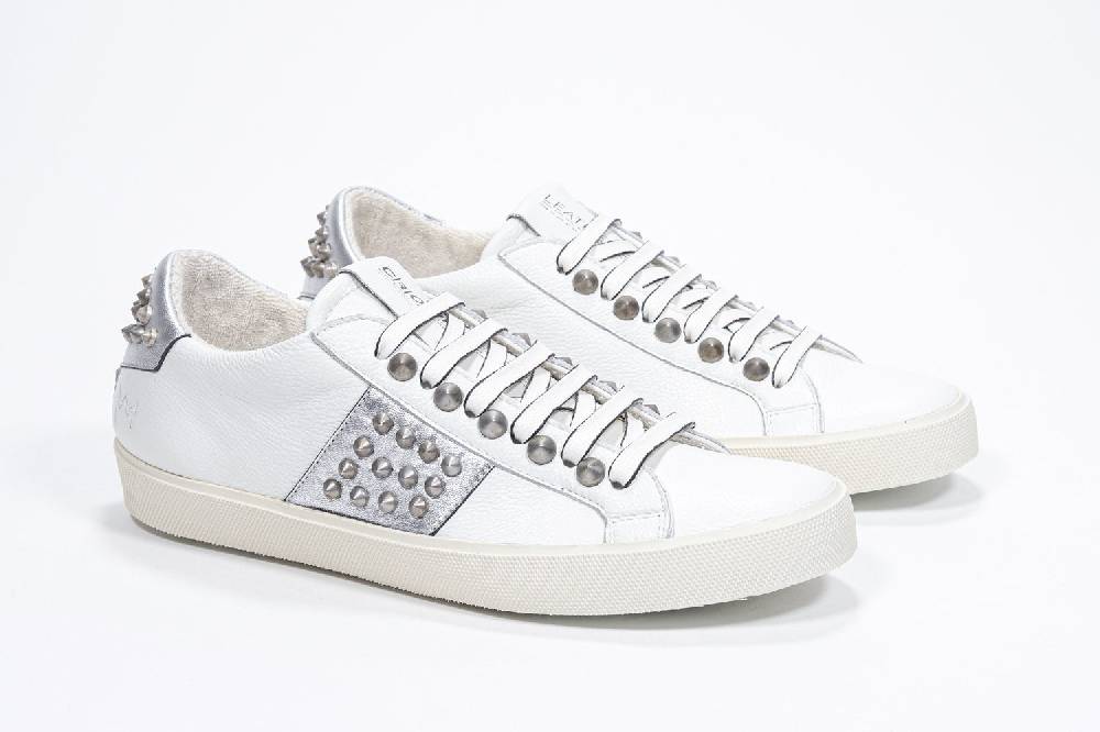 Leather Crown STUDLIGHT | Argento e bianco - BASSE - Donna Vendita Calda