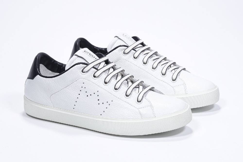 Leather Crown LC06 | Bianche & Nere - Basse - Uomo Economico