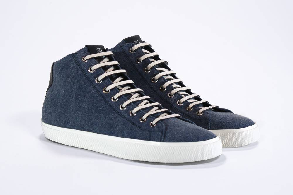 Leather Crown EARTH | Denim Blue - Mid Top - Uomo Consegna Veloce