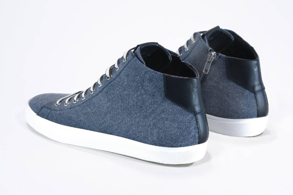 Leather Crown EARTH | Denim Blue - Mid Top - Uomo Consegna Veloce