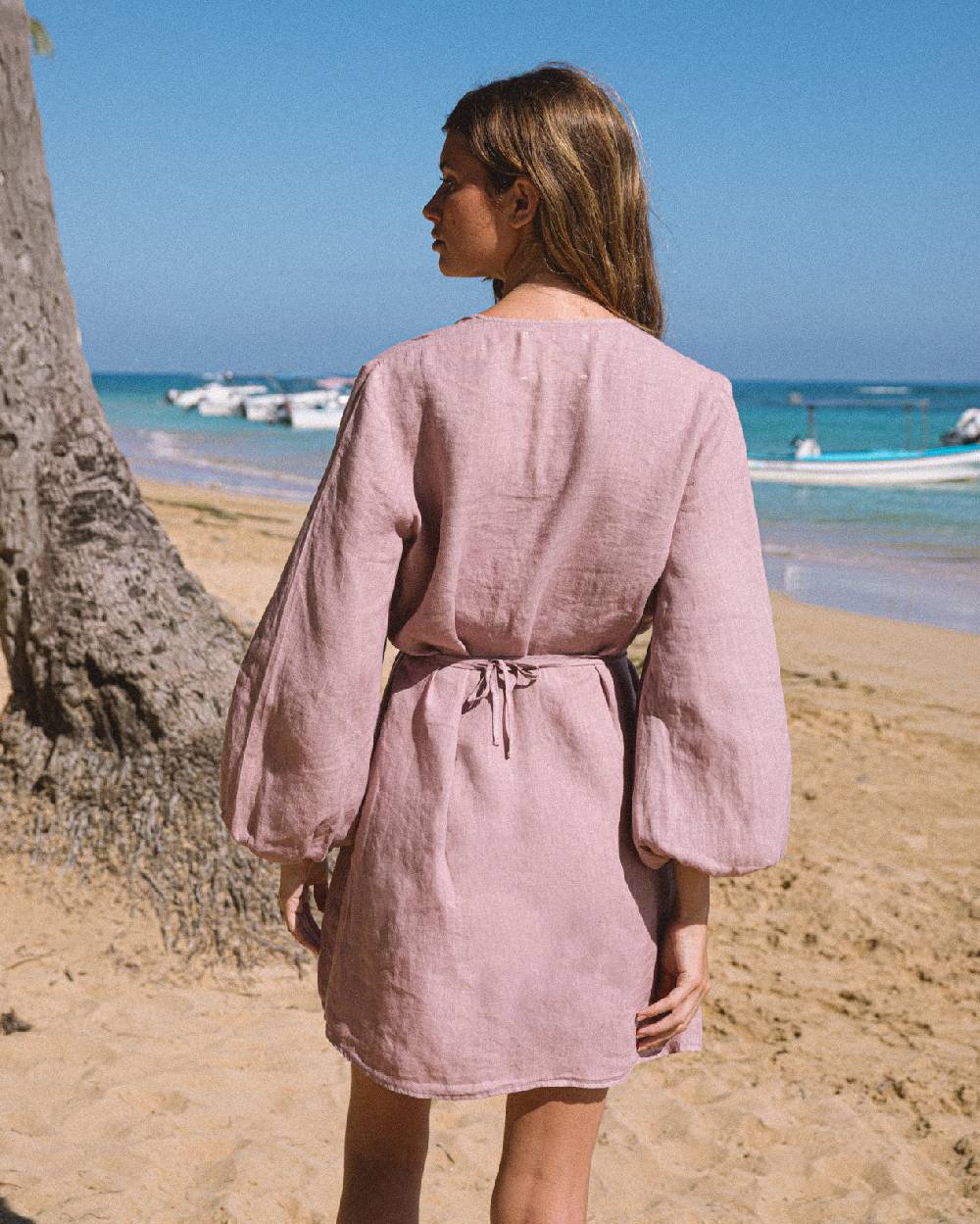 ﻿Manebí Linen Caracas Dress - Iris Qualità
