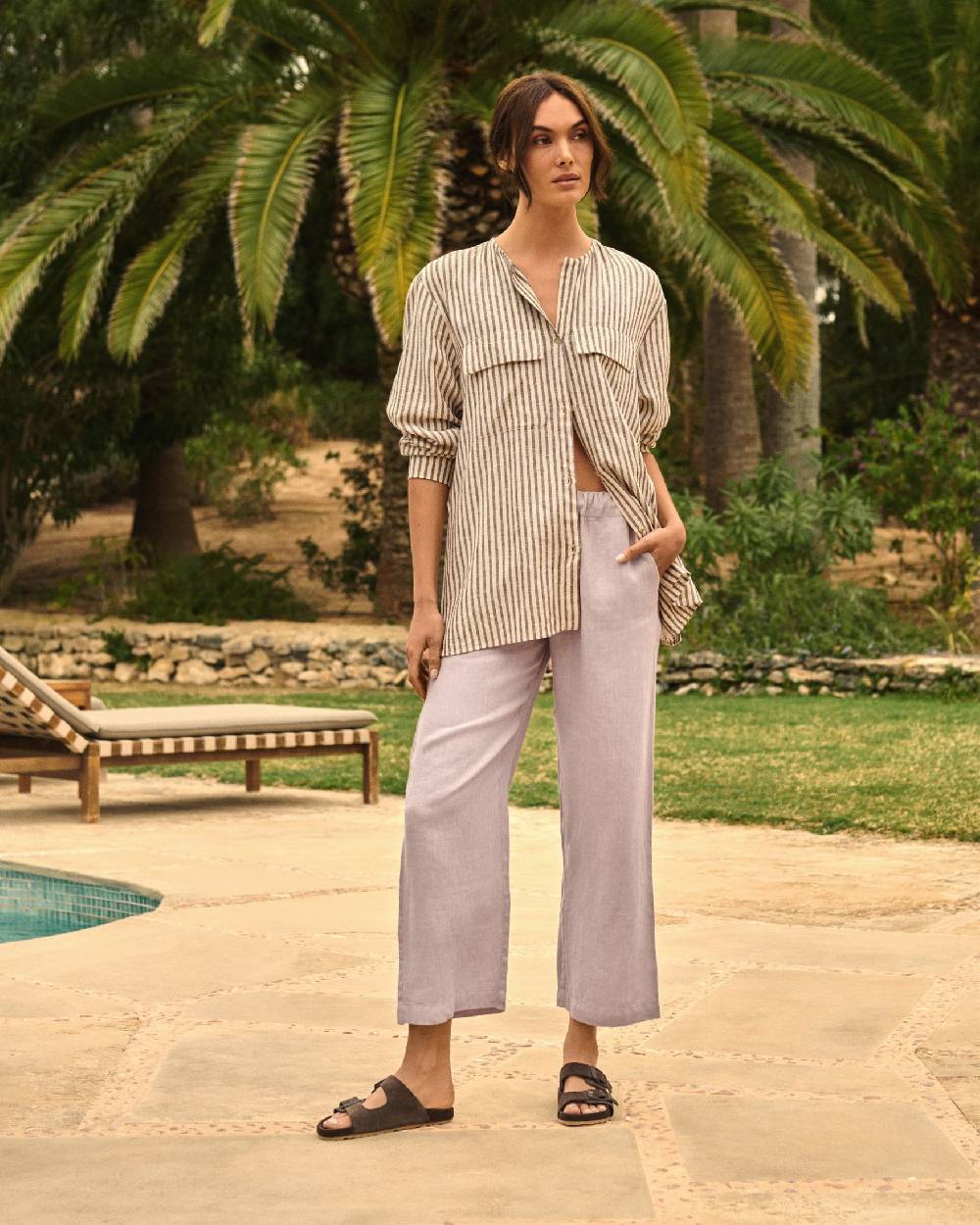 Manebí Linen Belem Trousers - Iris Spedizione Gratuita