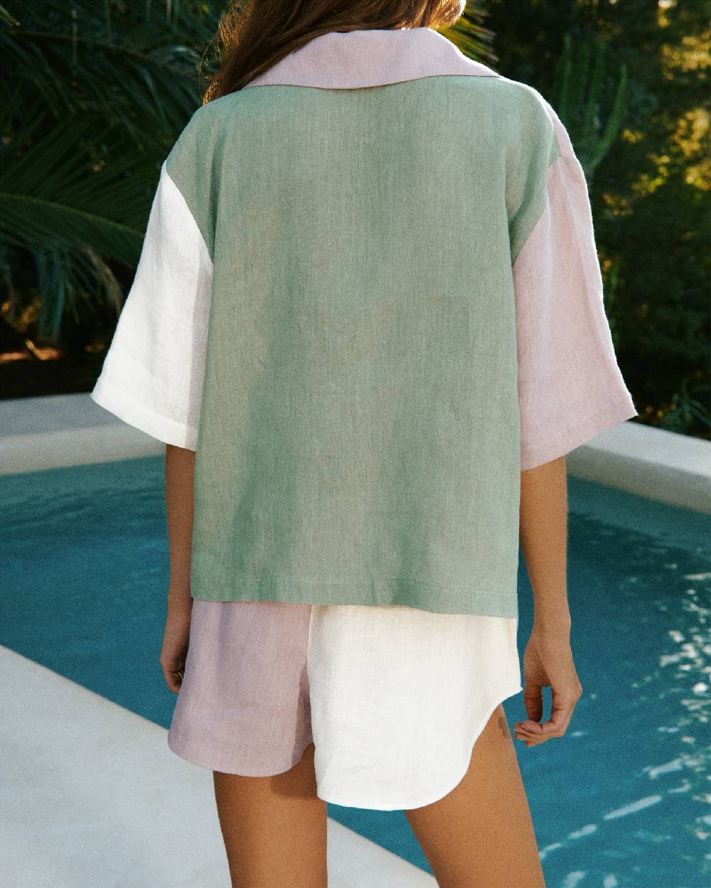 Manebí Linen Cumana Shirt - Iris, Eggnog \u0026 Mineral Green Acquista Ora