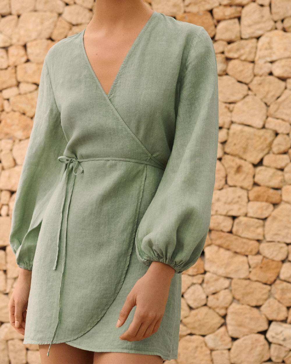 Manebí Linen Caracas Dress - Mineral Green Shopping Online