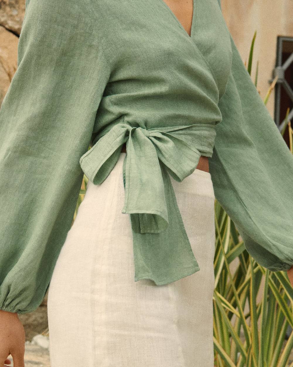 Manebí Linen Icara Top - Mineral Green Prezzo Ridotto