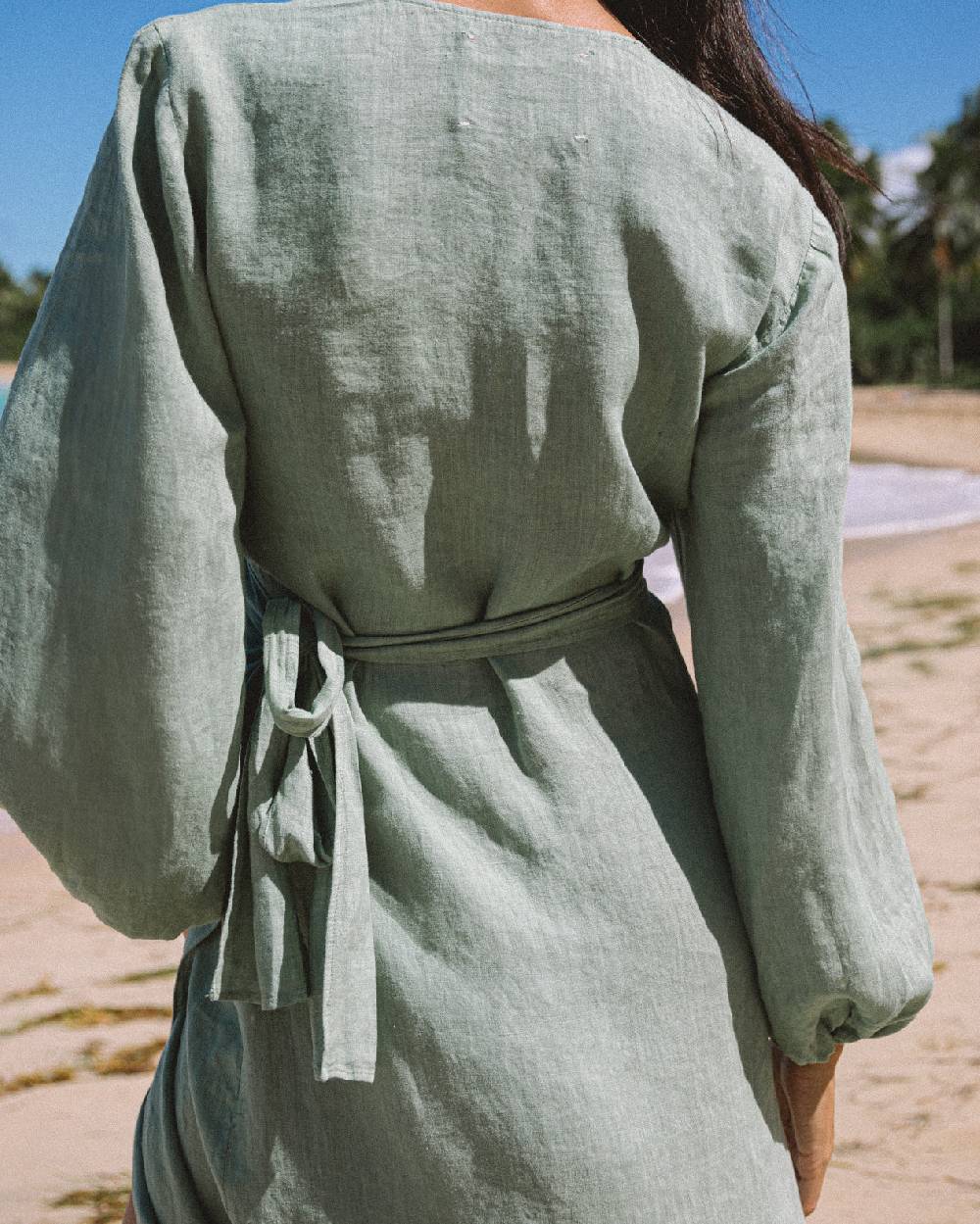Manebí Linen Galapagos Dress - Mineral Green Fino al 55% di sconto