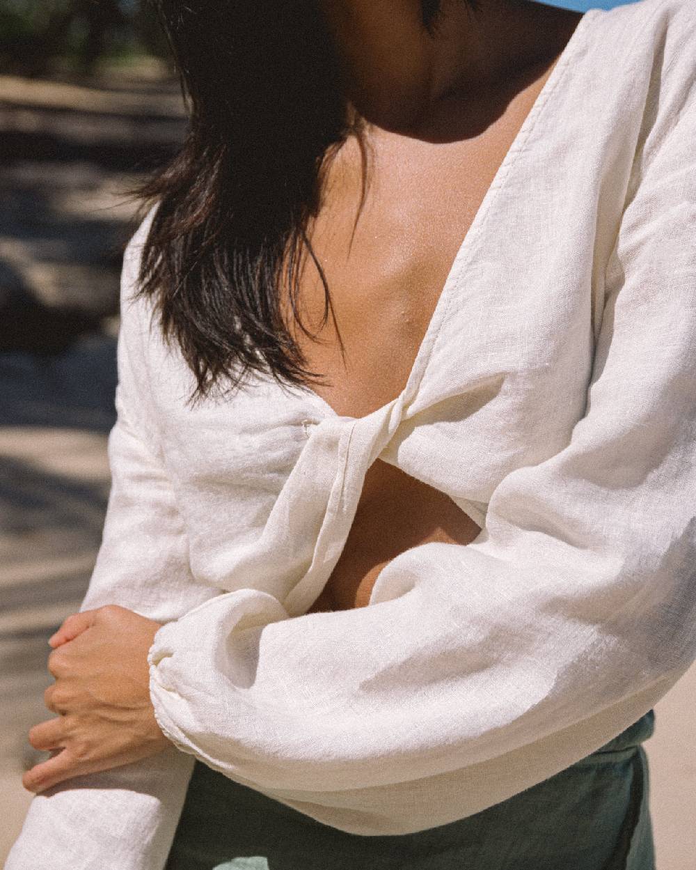 Manebí Linen Antigua Top - Eggnog Sconto